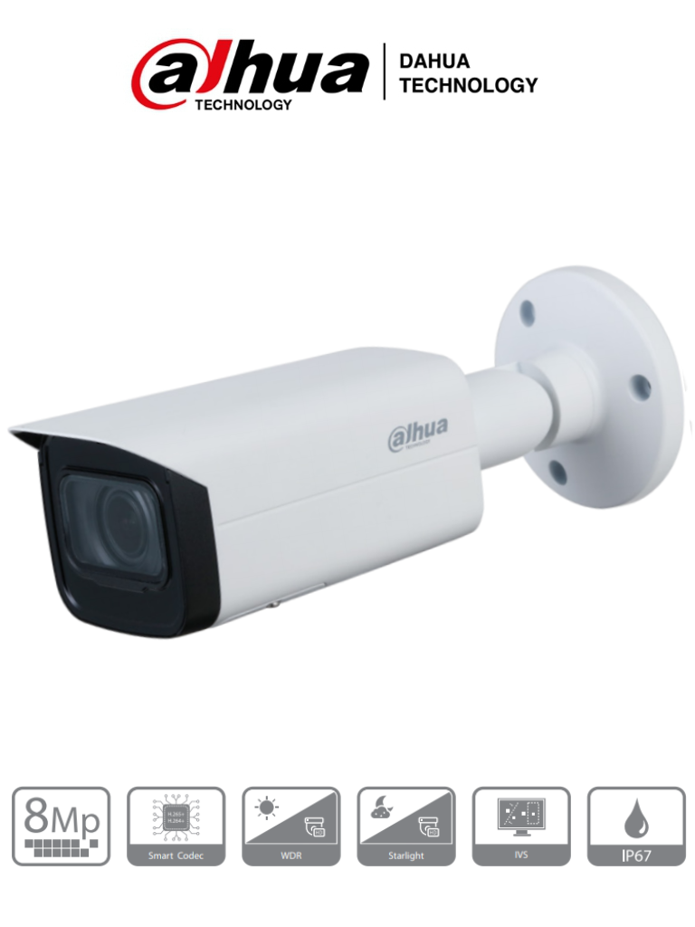 DAHUA IPC-HFW2831T-ZS - Cámara IP Bullet de 8 Megapíxeles/ 4k/ Lente Motorizado de 2.7 a 13.5mm/ IR de 60 Mts/ H.265/ WDR/ IP67/ PoE/ Ranura para MicroSD/ DAHUA IPC-HFW2831T-ZS - Cámara IP Bullet de 8 Megapíxeles/ 4k/ Lente Motorizado de 2.7 a 13.5mm/ IR de 60 Mts/ H.265/ WDR/ IP67/ PoE/ Ranura para MicroSD/